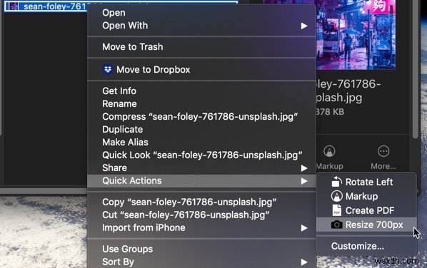 การสร้างและการใช้การดำเนินการด่วนใน macOS Mojave 