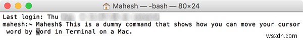 วิธีย้ายเคอร์เซอร์ Word โดย Word ใน Terminal บน Mac ของคุณ 