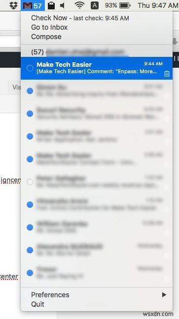 Mia สำหรับ Gmail:เข้าถึง Gmail จากแถบเมนูของ Mac 