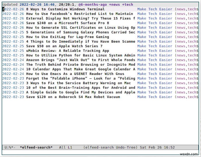 วิธีใช้ Emacs สำหรับ RSS กับ Elfeed 