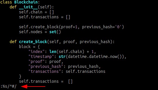 วิธีแสดงความคิดเห็นหลายบรรทัดใน Vim Editor 