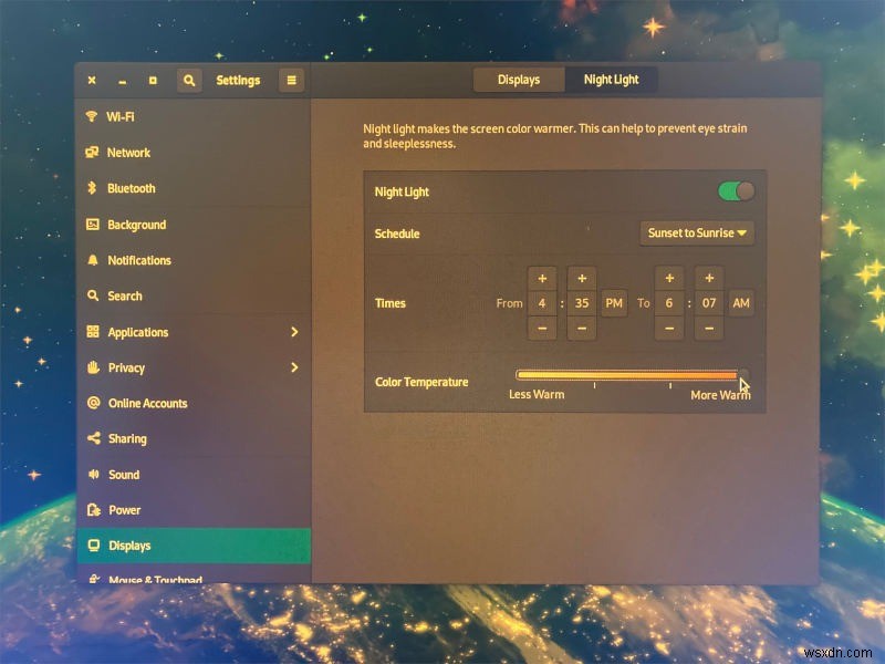 วิธีกำหนดค่าอุณหภูมิสีใน GNOME Night Light 