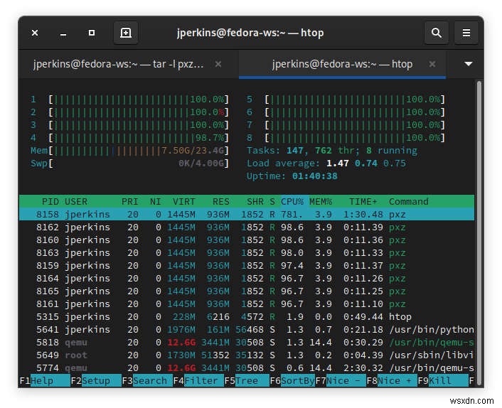 วิธีบีบอัดไฟล์เก็บถาวรโดยใช้แกนประมวลผล CPU ทั้งหมดที่มี Tar 