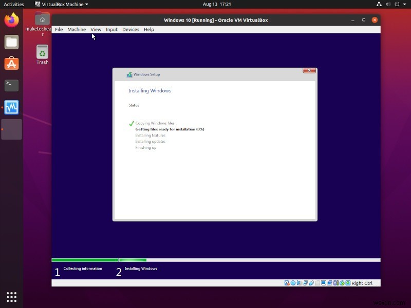 วิธีการติดตั้ง Windows ใน VirtualBox ใน Linux 