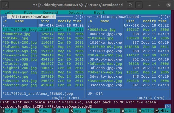 วิธีจัดการไฟล์บีบอัดด้วย Midnight Commander 