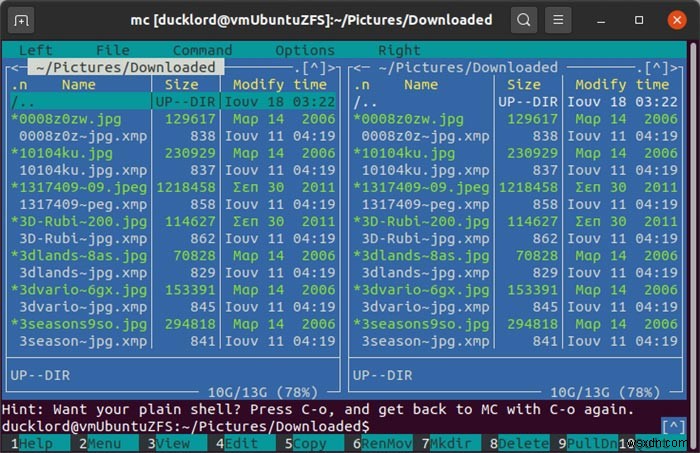 วิธีจัดการไฟล์บีบอัดด้วย Midnight Commander 