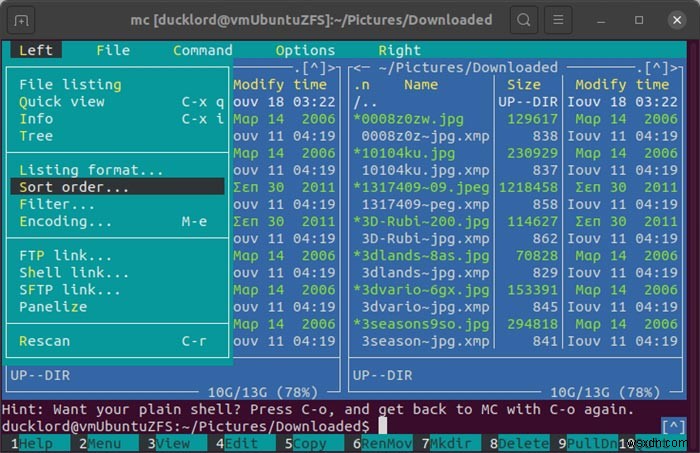 วิธีจัดการไฟล์บีบอัดด้วย Midnight Commander 