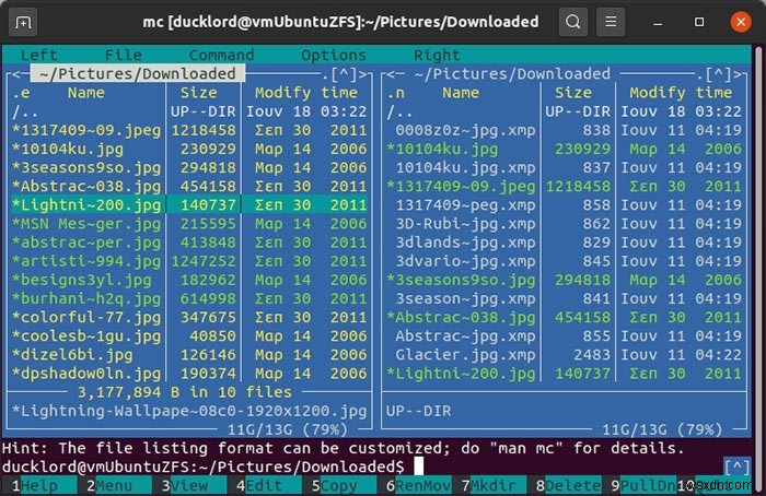 วิธีจัดการไฟล์บีบอัดด้วย Midnight Commander 