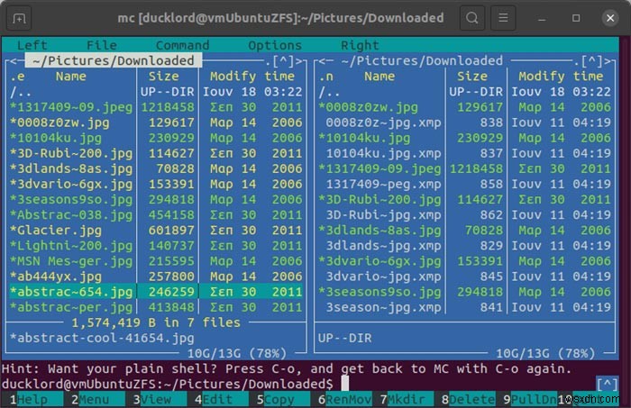 วิธีจัดการไฟล์บีบอัดด้วย Midnight Commander 