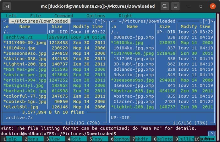 วิธีจัดการไฟล์บีบอัดด้วย Midnight Commander 