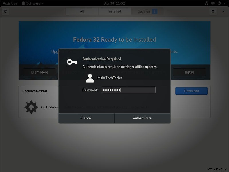 วิธีอัปเกรดเป็น Fedora 32 