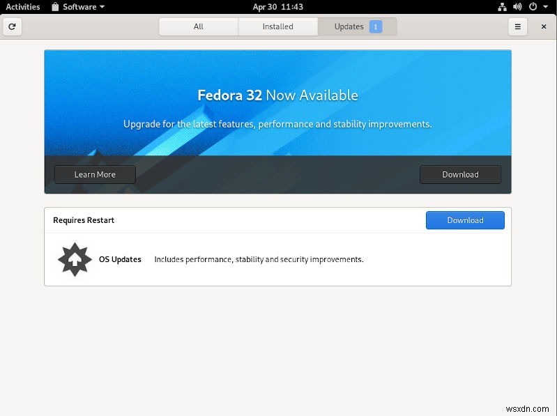 วิธีอัปเกรดเป็น Fedora 32 