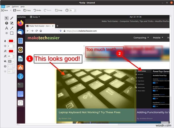 วิธีถ่ายและใส่คำอธิบายประกอบภาพหน้าจอด้วย Ksnip ใน Linux 