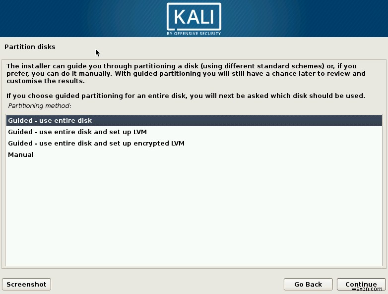 วิธีการติดตั้ง Kali Linux 