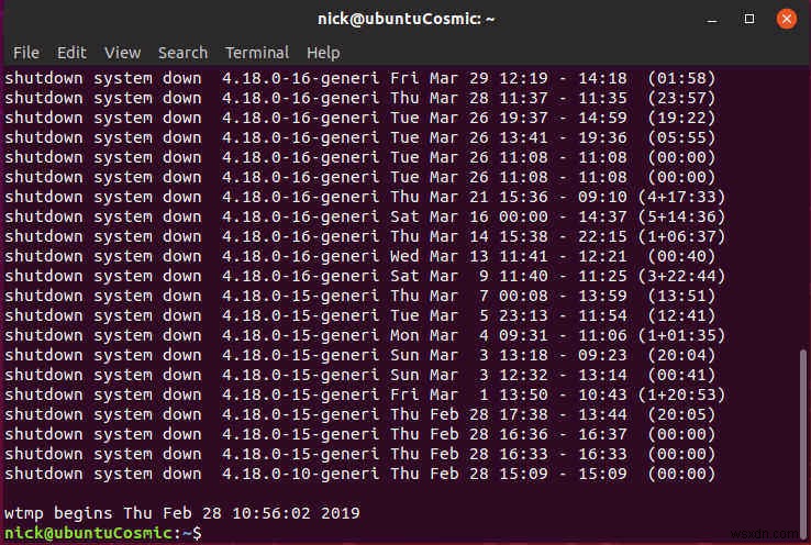 วิธีตรวจสอบการปิดระบบและวันที่รีบูตใน Linux 