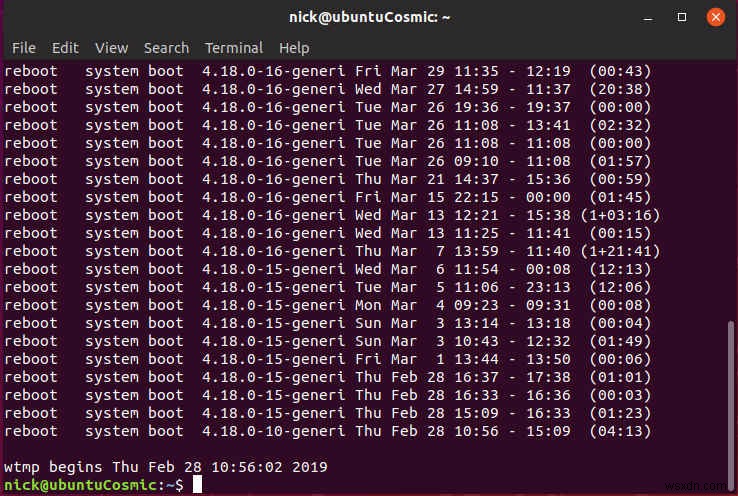 วิธีตรวจสอบการปิดระบบและวันที่รีบูตใน Linux 