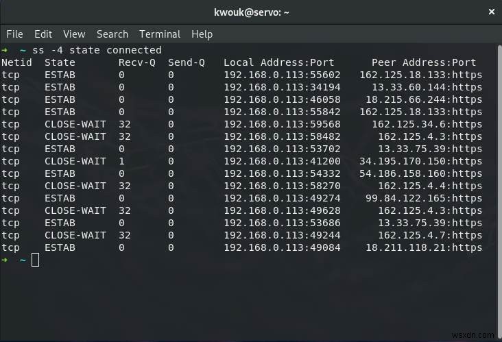 วิธีใช้คำสั่ง ss เพื่อตรวจสอบการเชื่อมต่อเครือข่ายใน Linux 