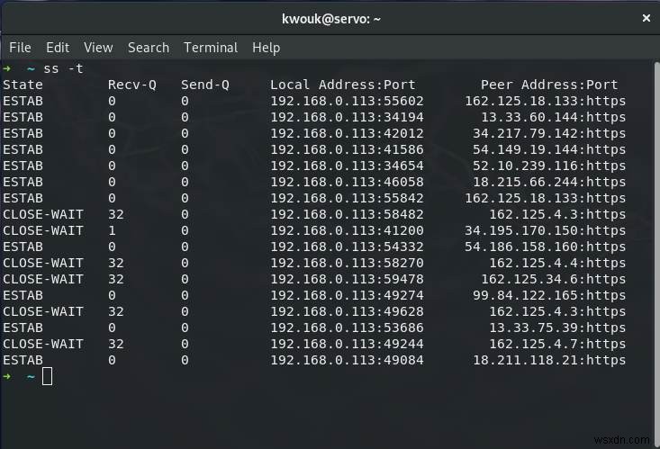 วิธีใช้คำสั่ง ss เพื่อตรวจสอบการเชื่อมต่อเครือข่ายใน Linux 