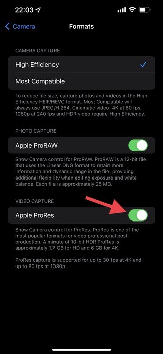 วิธีบันทึกวิดีโอ ProRes บน iPhone 13 Pro 