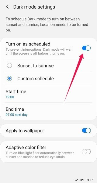 วิธีกำหนดเวลาโหมดมืดให้เปิดใช้งานตอนพระอาทิตย์ตกบน Android 