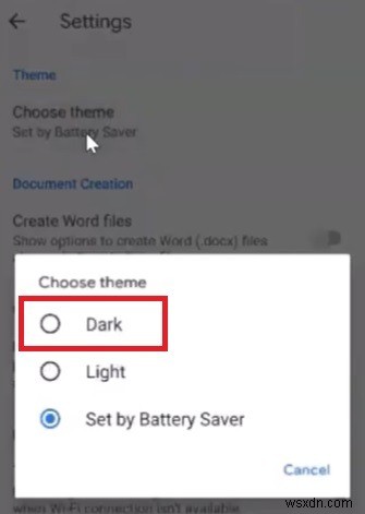 วิธีเปิดใช้งาน Google Docs Dark Mode บน Android 