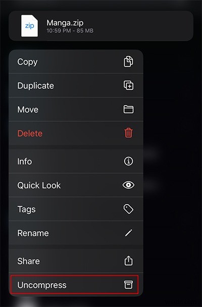 วิธี Zip และ Unzip ไฟล์ในแอพไฟล์ iOS 