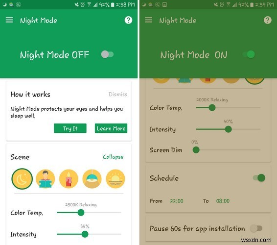5 แอพโหมดกลางคืนสำหรับ Android เพื่อช่วยให้คุณอ่านได้ดีขึ้นในเวลากลางคืน 