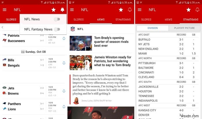 5 แอพ Android ที่ดีที่สุดสำหรับแฟน NFL 