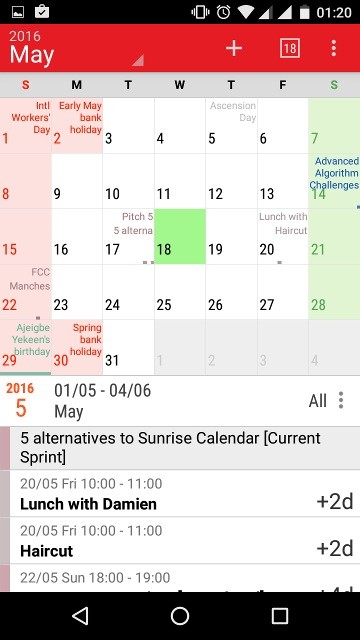 ห้าทางเลือกแทนปฏิทินพระอาทิตย์ขึ้นสำหรับ Android 