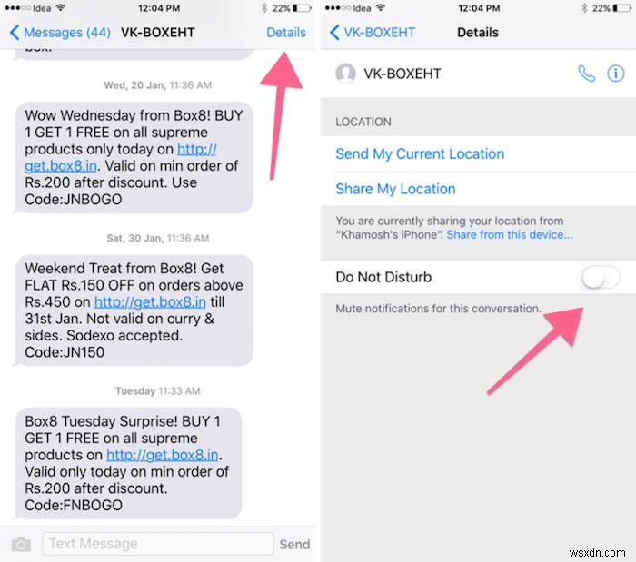 วิธีบล็อก SMS จากผู้ส่งอีเมลขยะบน iPhone 
