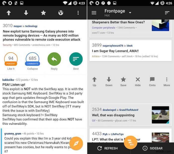 ลูกค้า Reddit 5 อันดับแรกสำหรับ Android 