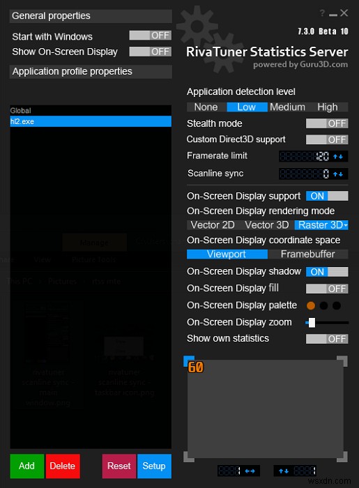 วิธีใช้ Scanline Sync และ Cap FPS ใน RivaTuner 