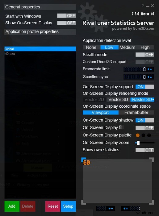 วิธีใช้ Scanline Sync และ Cap FPS ใน RivaTuner 