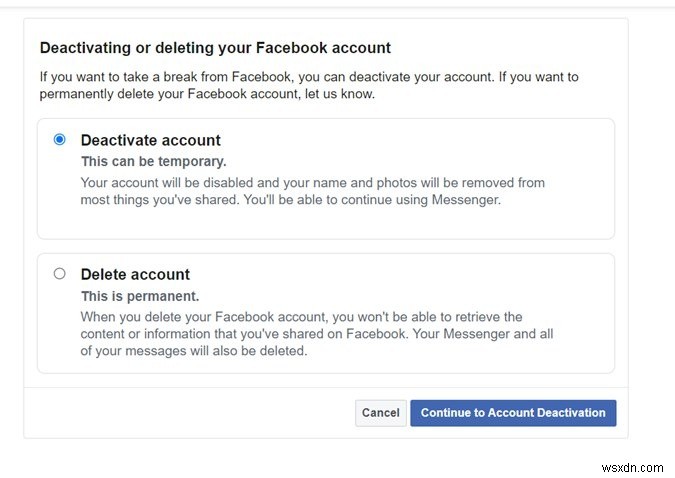 วิธีปิดการใช้งานบัญชี Facebook ของคุณหรือลบทิ้งให้ดี 