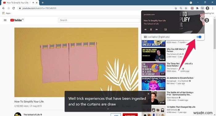 วิธีเปิดใช้งานคำบรรยายสดสำหรับวิดีโอใน Chrome สำหรับเดสก์ท็อป 