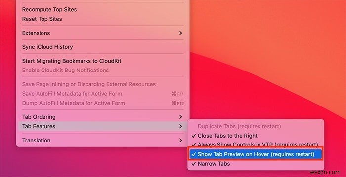 วิธีปิดใช้งานการแสดงตัวอย่างแท็บใน Safari บน Mac 