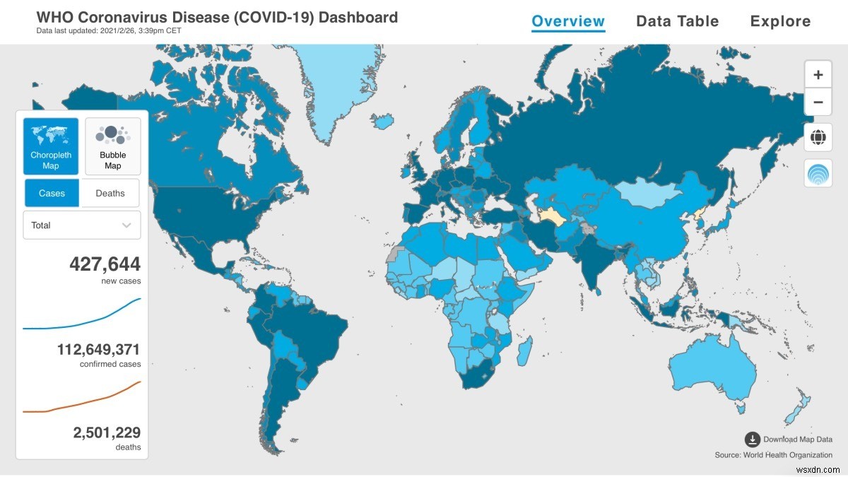 5 เว็บไซต์เพื่อเฝ้าระวังสถานการณ์แพร่ระบาดของไวรัส COVID-19 