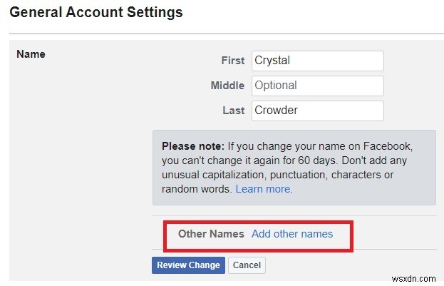วิธีการเปลี่ยนชื่อของคุณบน Facebook