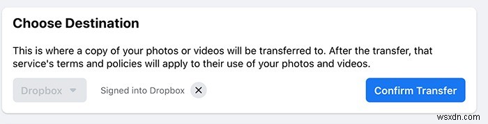 วิธีถ่ายโอนรูปภาพจาก Facebook ไปยัง Dropbox และ Google Photos 
