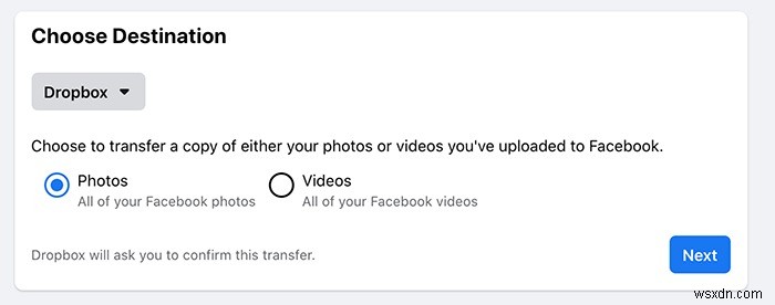 วิธีถ่ายโอนรูปภาพจาก Facebook ไปยัง Dropbox และ Google Photos 