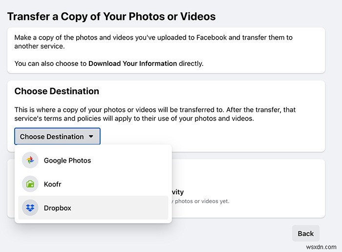 วิธีถ่ายโอนรูปภาพจาก Facebook ไปยัง Dropbox และ Google Photos 