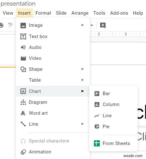 วิธีเพิ่มแผนภูมิในการนำเสนอของ Google สไลด์ 