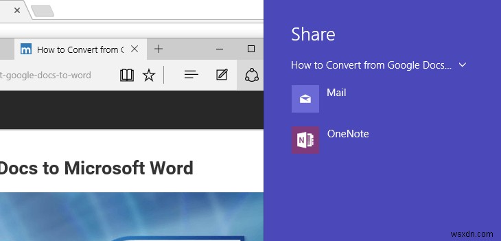 วิธีแชร์เนื้อหาเว็บโดยใช้ Microsoft Edge ใน Windows 10 