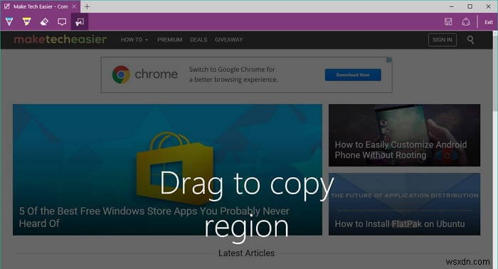 วิธีจับภาพหน้าจอของหน้าเว็บใน Microsoft Edge 