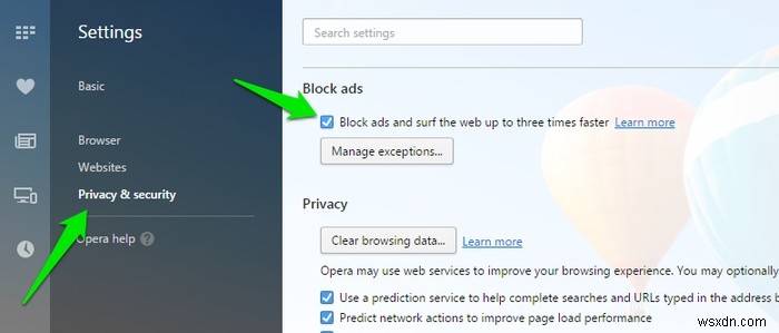 Ditch Adblock Plus สำหรับตัวบล็อกโฆษณาในตัวใหม่ของ Opera 