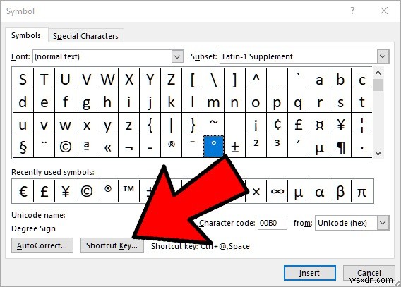 วิธีการแทรกสัญลักษณ์องศาใน Microsoft Word