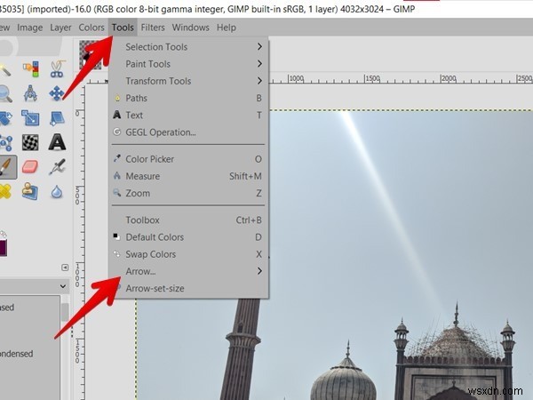 วิธีการวาดลูกศรใน GIMP 