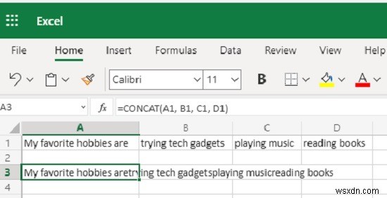 วิธีการใช้ฟังก์ชัน Concatenate ใน Excel 