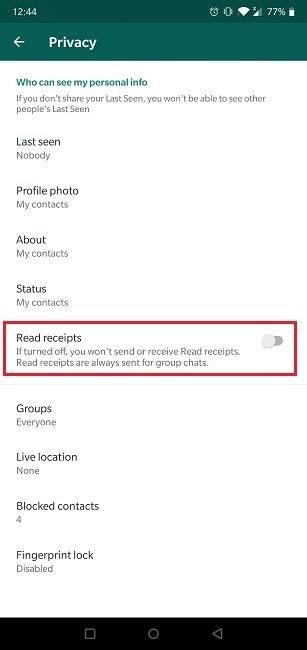 วิธีปิดใบตอบรับการอ่านใน WhatsApp 