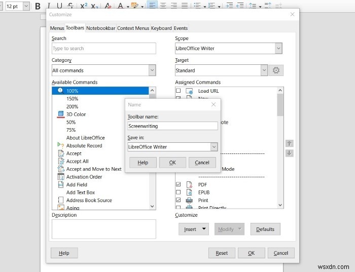 วิธีการสร้างแถบเครื่องมือปรับแต่งใน LibreOffice สำหรับการเขียนที่เน้น 